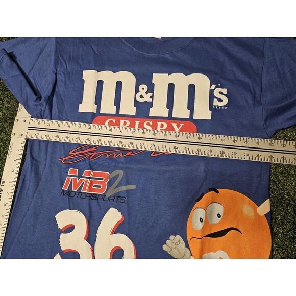 Vintage 90s NASCAR Racing Ernie Irvan M&M All Over Print T Shirt Blue Candy L - Picture 3 of 5